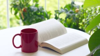 緑のあるベランダで読書